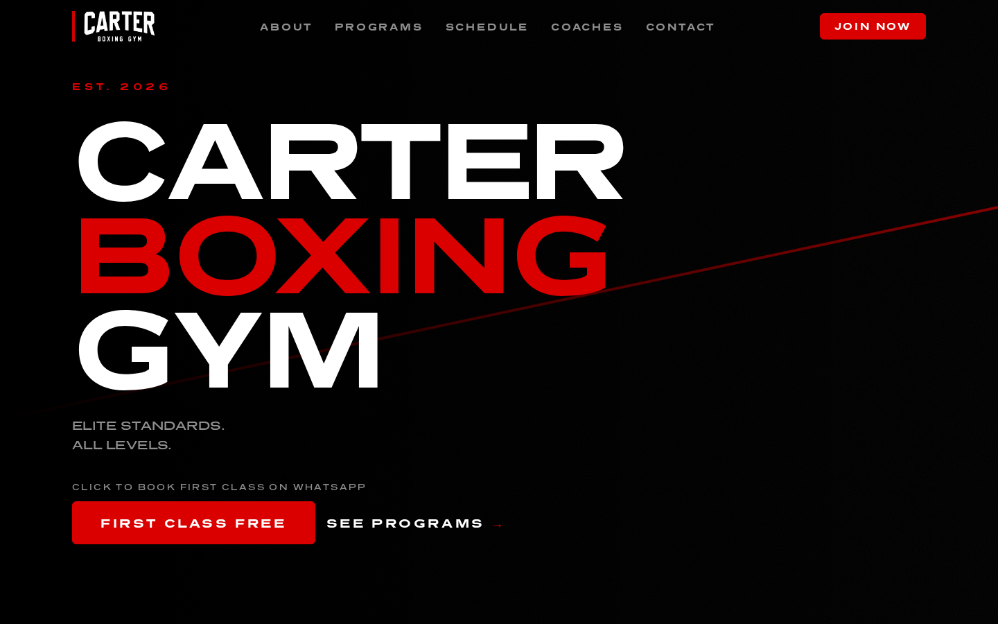 Carter Boxing Gym website screenshot