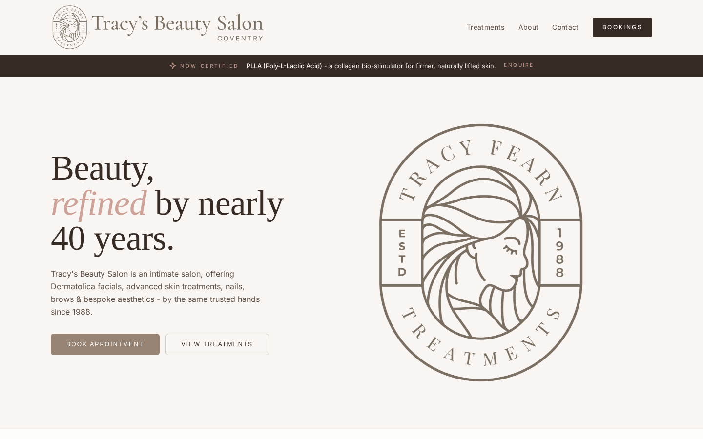 Tracy's Beauty Salon website screenshot