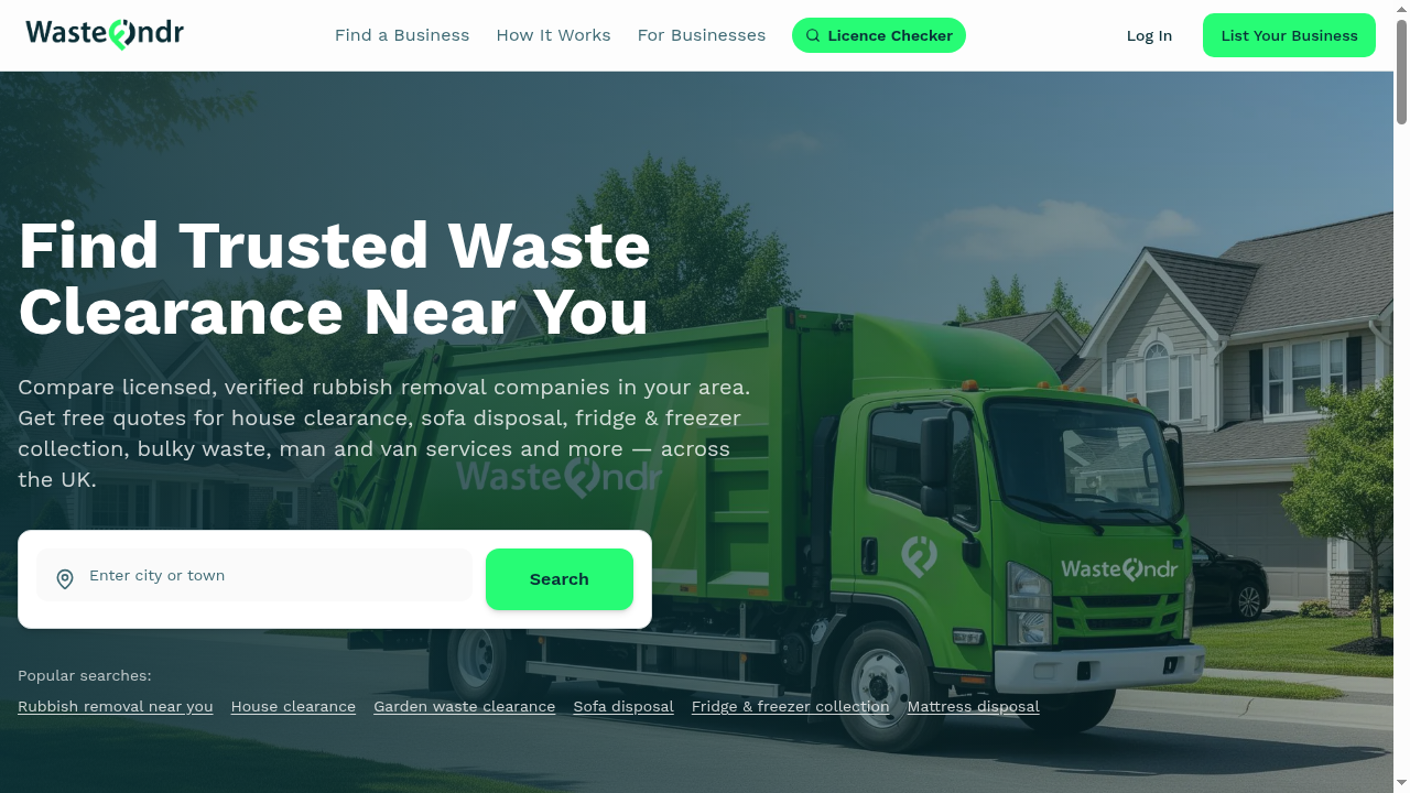 WasteFindr website screenshot