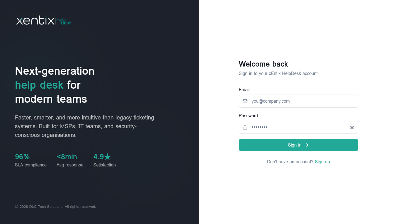 Xentix HelpDesk website screenshot